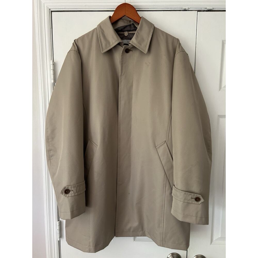 Men’s DKNY Trench Overcoat Tan With Liner Size 42R Quality Y2K Large